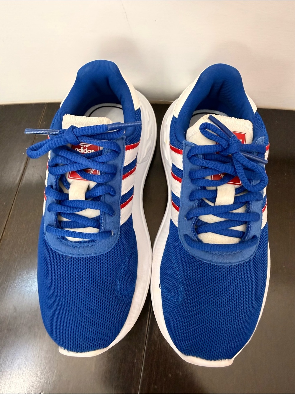 adidas Kids Royal Blue Sneakers with Red & White Stripes